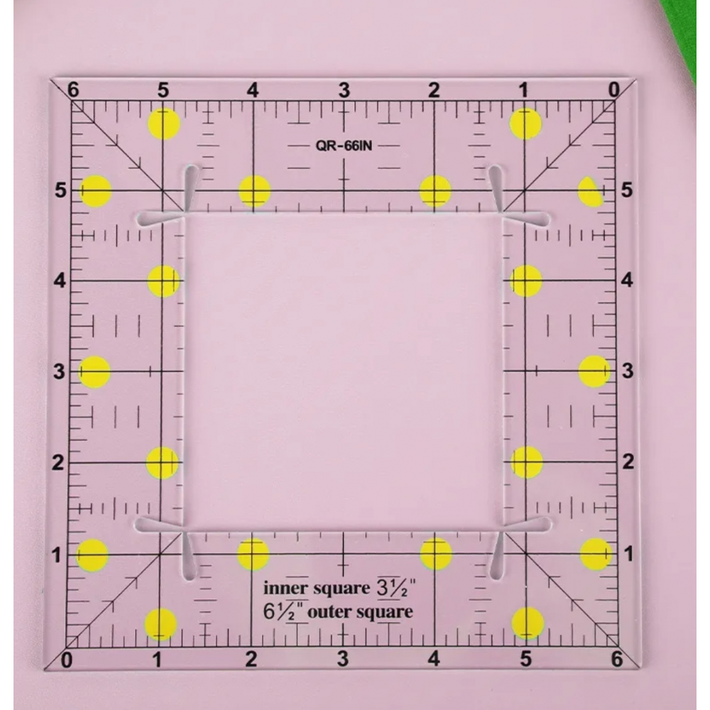 Лінійка для печворку і квілтингу квадрат 6.5х 6.5 дюймів QR-66IN (акрил 3мм)