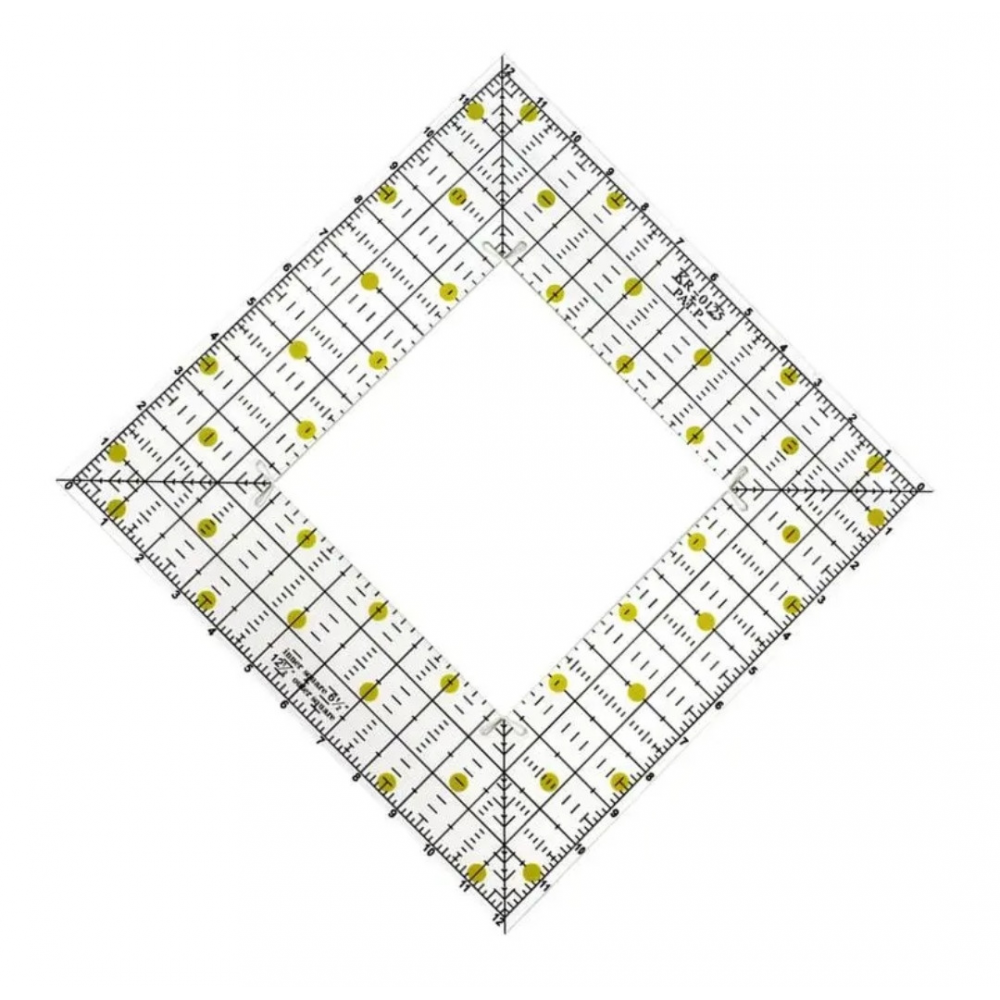 Лінійка для печворку і квілтингу квадрат 12.5х 12.5 дюймів KR-0125 (акрил 3мм)