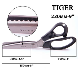 Ножиці кравецькі фігурні для шиття та рукоділля “Зигзаг“ 23см (9“) TIGERTEX (5826)