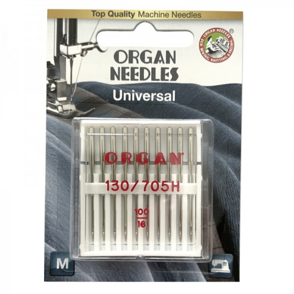 Иглы швейные универсальные ORGAN №100 для бытовых швейных машин блистерная упаковка 10 штук