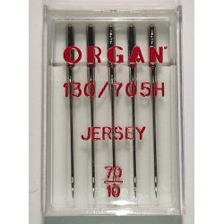 Голки швейні для в'язаних та трикотажних тканин ORGAN Jersey №70 пластиковий бокс 5 штук для побутових швейних машин