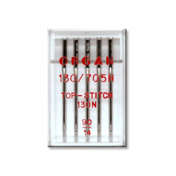 Иглы швейные для штопки и вышивки ORGAN TOP-STITCH №90 пластиковый бокс 5штук для бытовых швейных машин