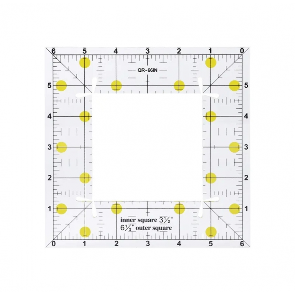 Лінійка для печворку і квілтингу квадрат 6.5х 6.5 дюймів QR-66IN (акрил 3мм)